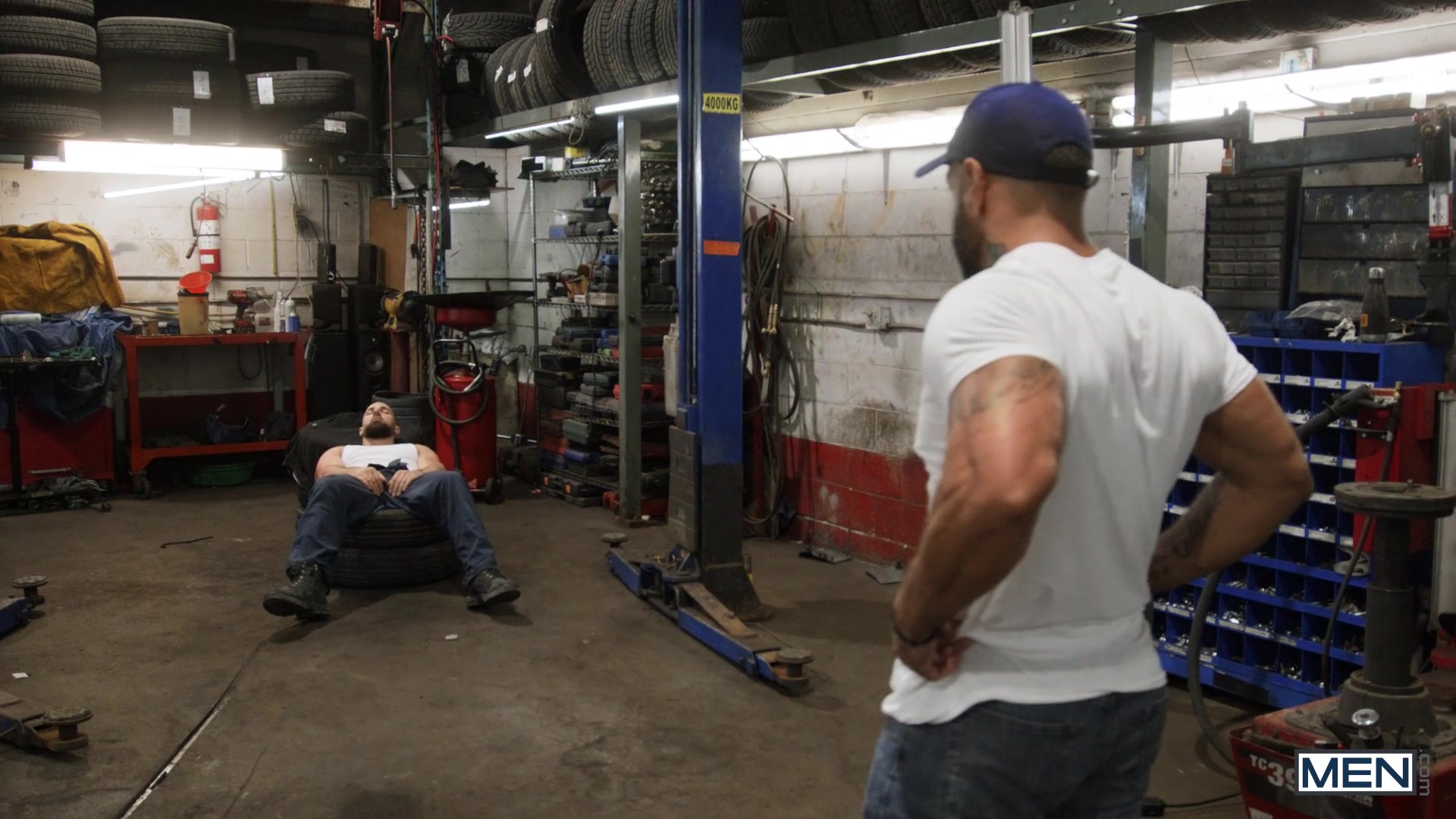 Tow My Ass Away Scene Poster on men with Mateo Zagal, Chuck Conrad