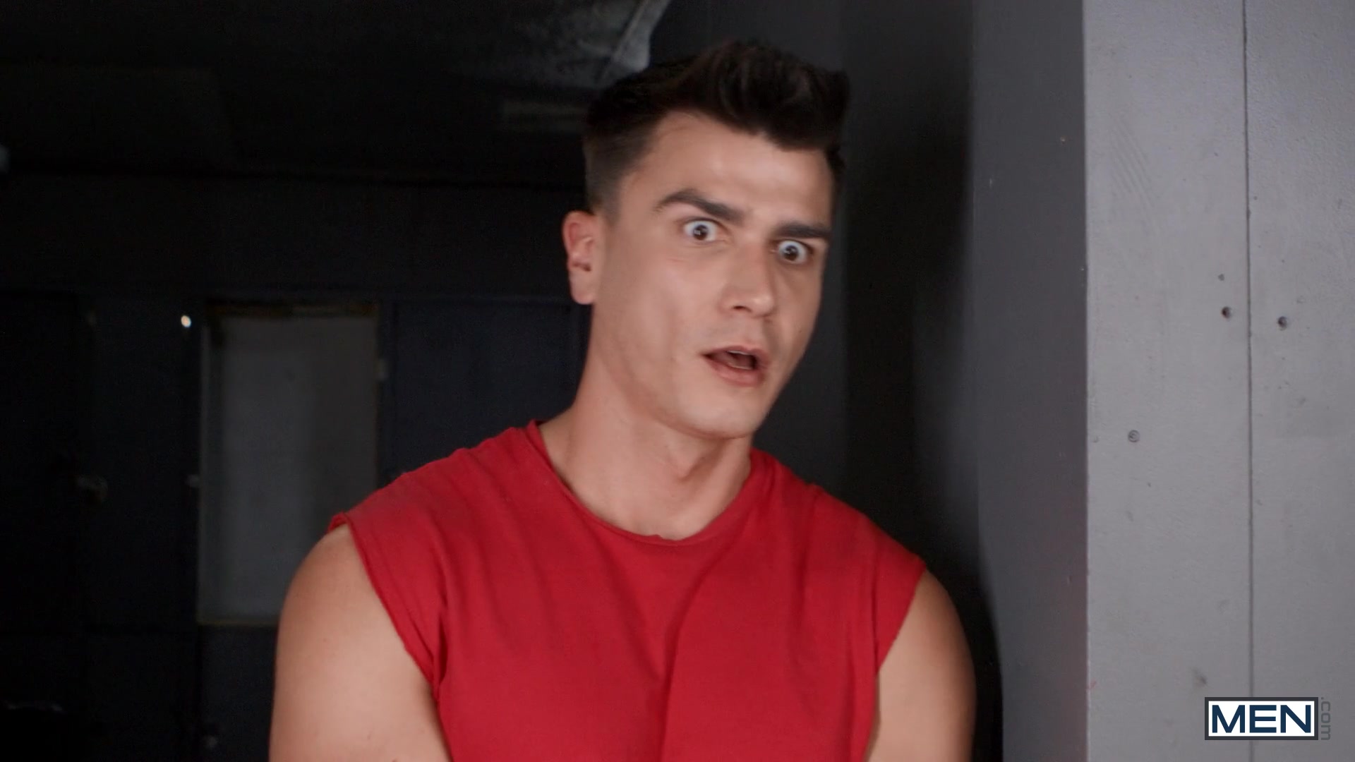 Spotted By The Gym Bro Scene Poster on men with Kenzo Alvarez, Mister Deep Voice