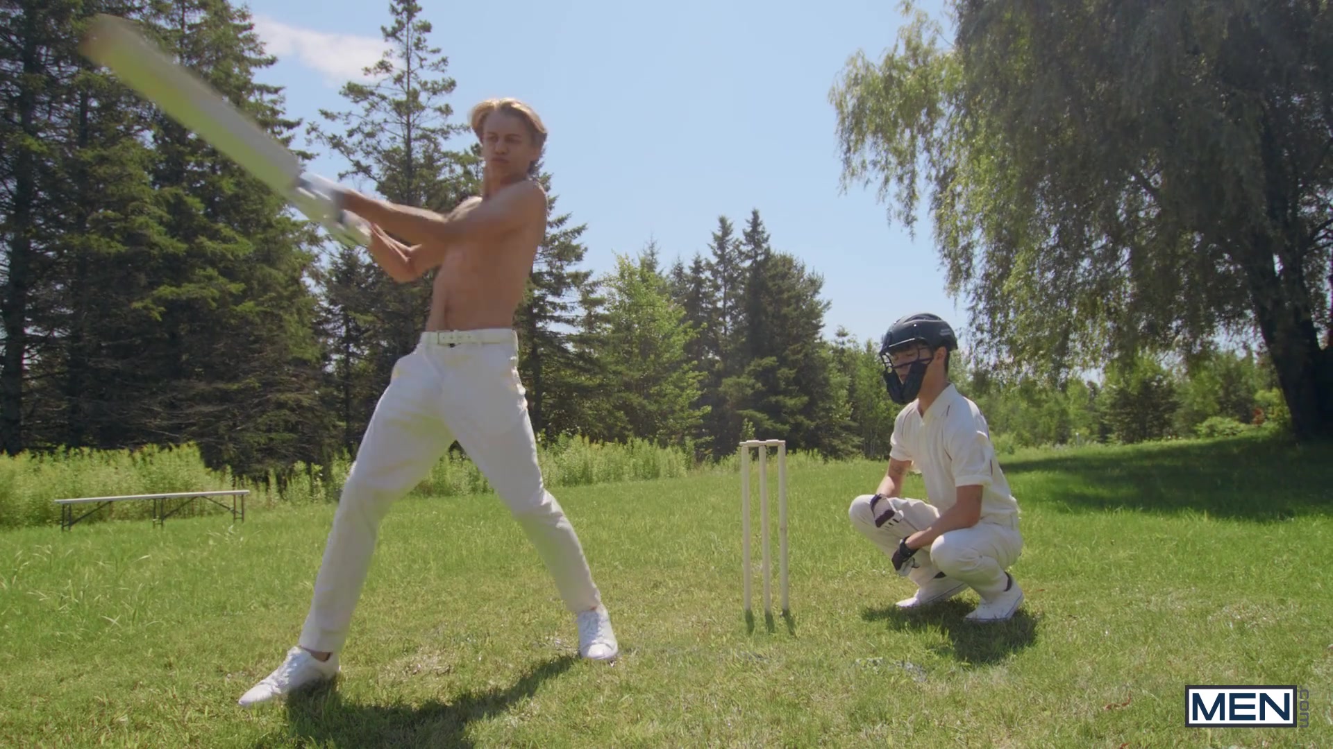 Cricket My Cock Scene Poster on men with Leo Louis, Sam Ledger