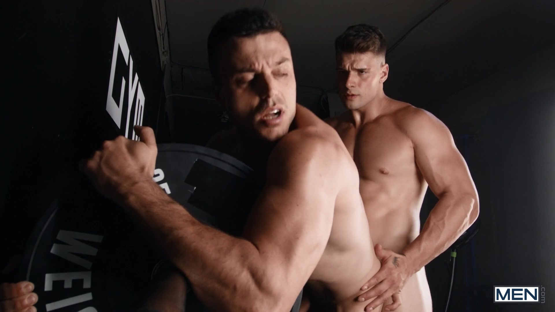 Gym Powerfuck Scene Poster on men with Malik Delgaty, Nate Rose