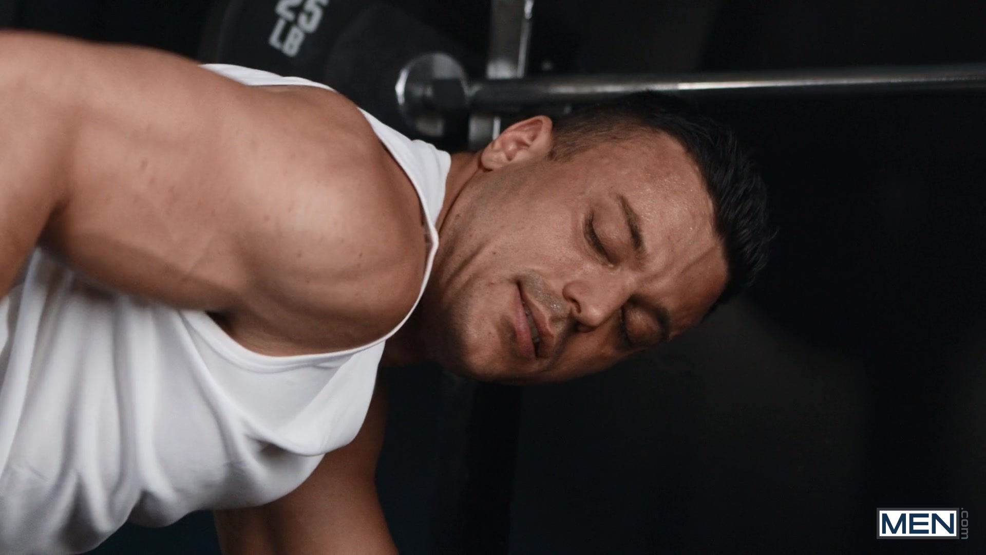 Gym Powerfuck Scene Poster on men with Malik Delgaty, Nate Rose