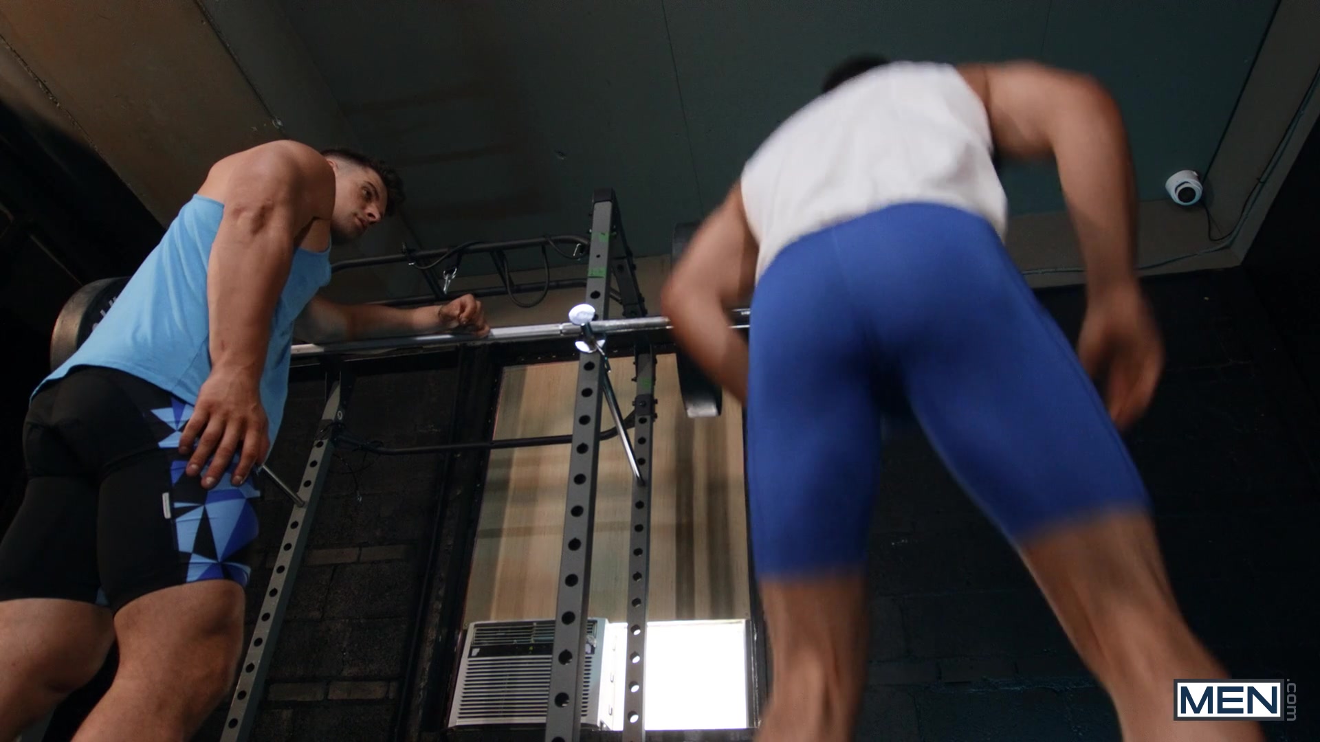 Gym Powerfuck Scene Poster on men with Malik Delgaty, Nate Rose