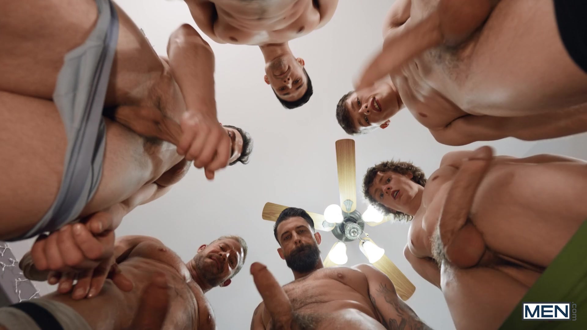 Joey's Hungry Bukkake Scene Poster on men with Joey Mills, Clark Reid, Jake Preston, Alpha Wolfe, Spikey Dee, Kane Fox, Greg Dixxon