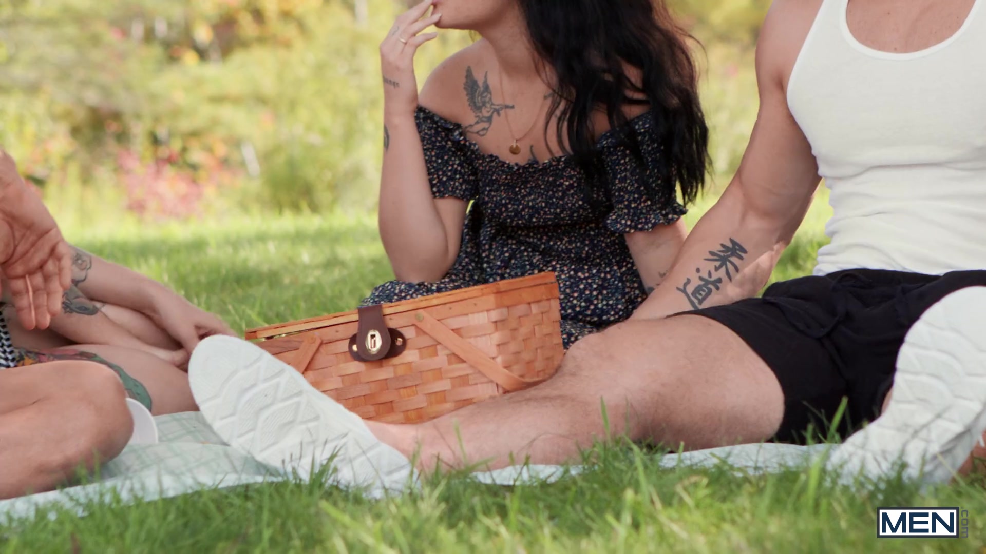 Dick At The Picnic Scene Poster on men with Malik Delgaty, Dom King