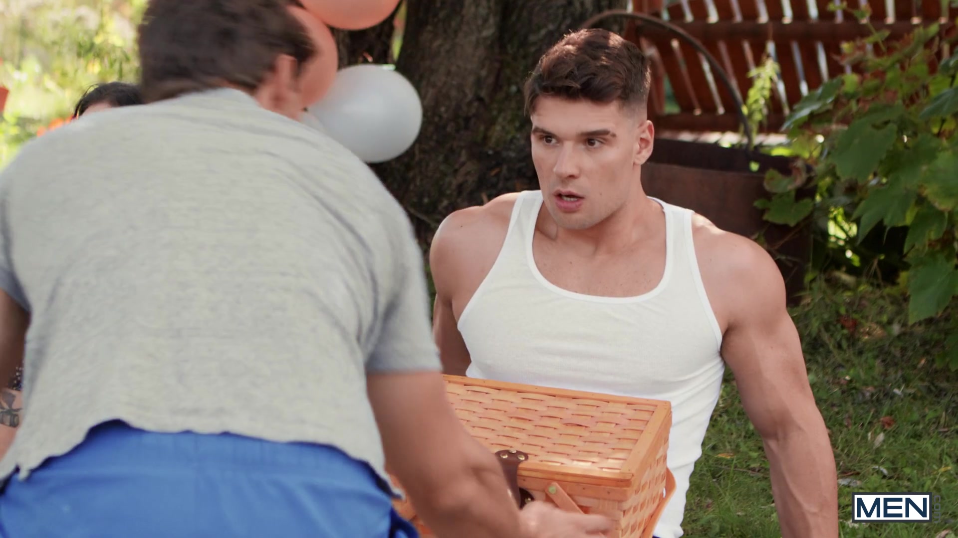 Dick At The Picnic Scene Poster on men with Malik Delgaty, Dom King