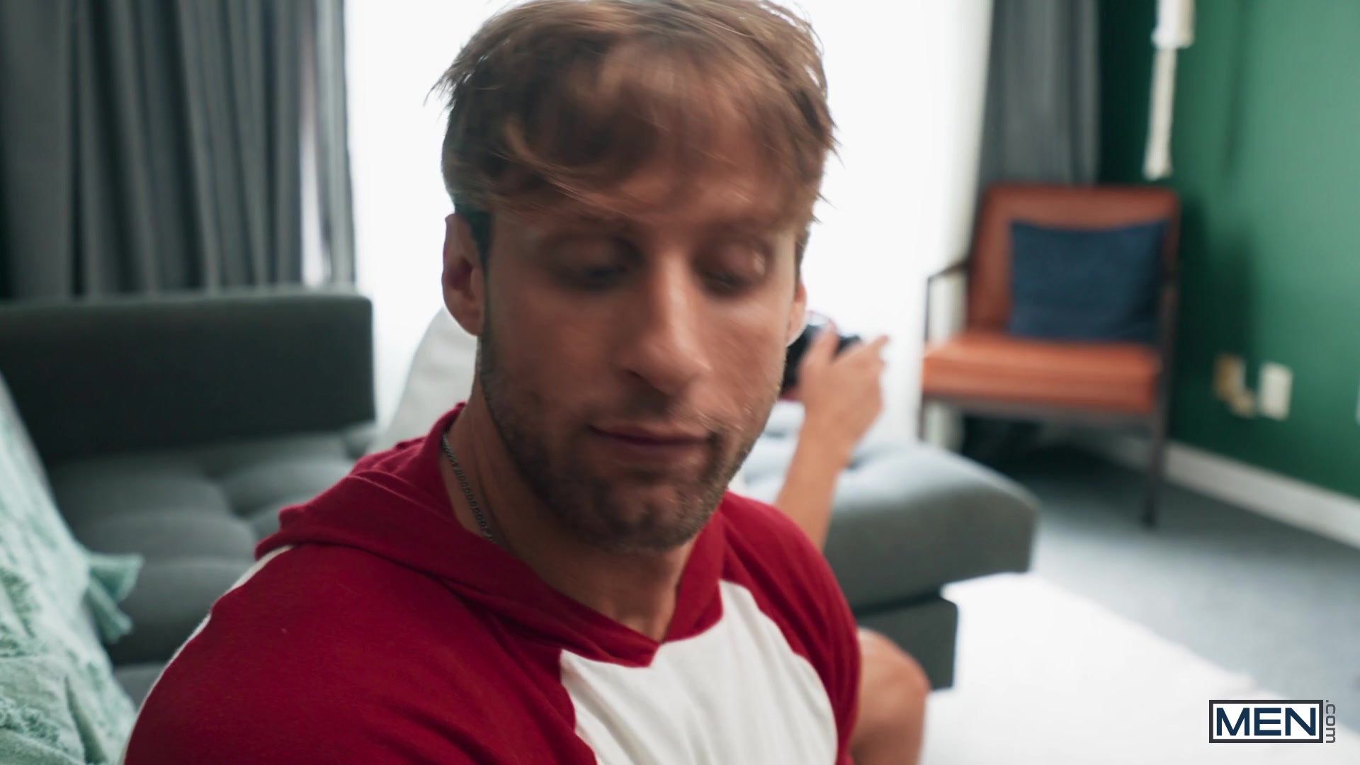 Blinded By Cum Scene Poster on men with Dom King, Matthew Ellis, Cameron Neuton