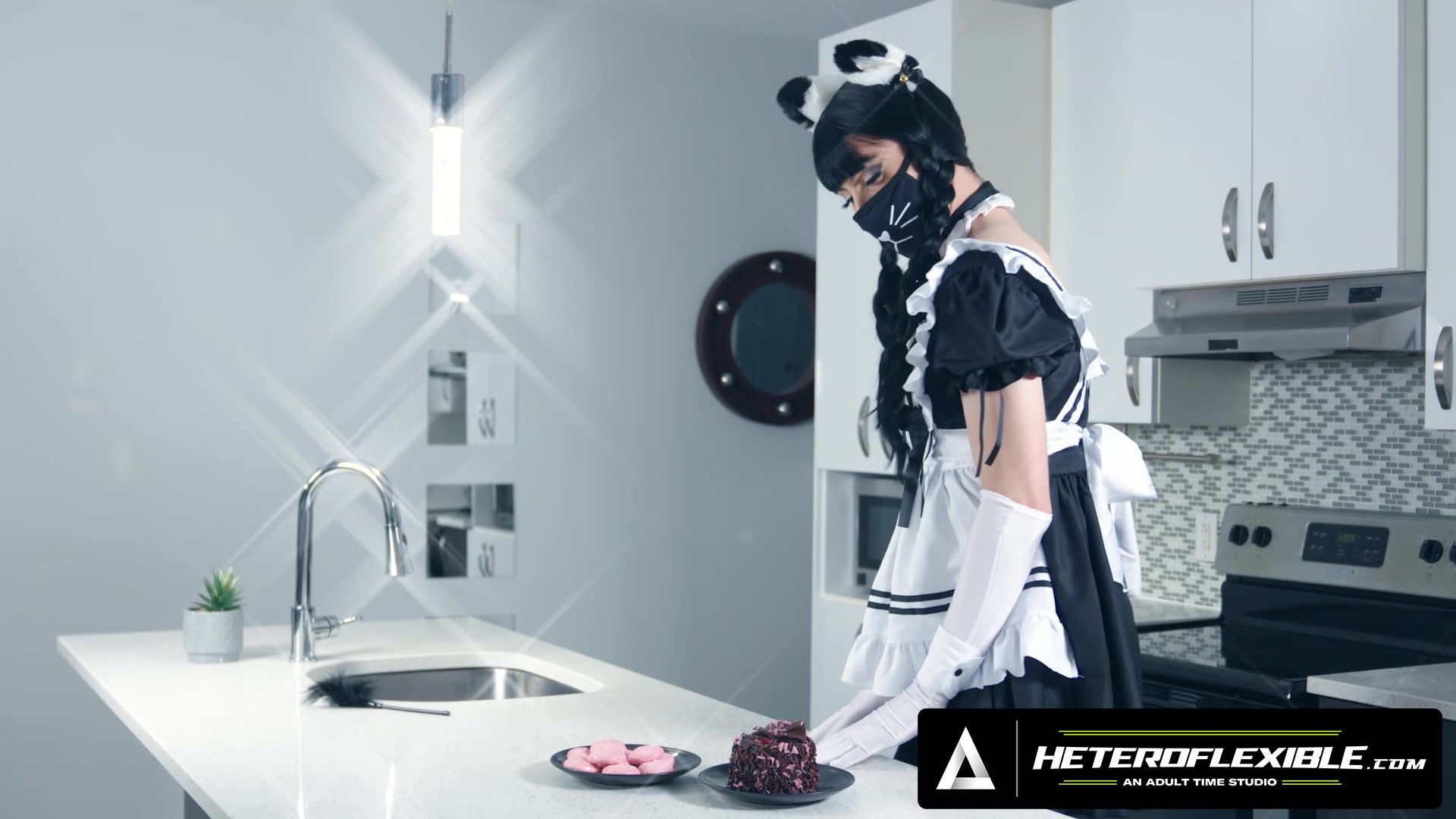 HETEROFLEXIBLE - Cute Femboy Maid Katie Lingerie's Tight Ass Gets Used By Straight Boss Mateo Tomas