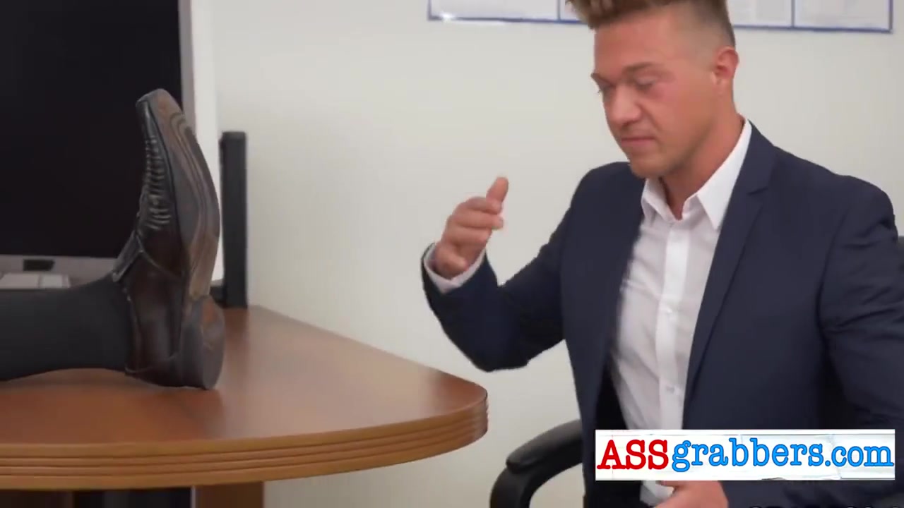 Gay Rump Grabbers At The Office Assfucking