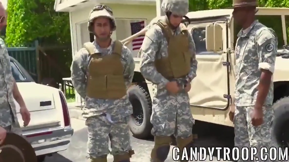 Army Studs Swap Blowjobs Before Outdoor Interracial