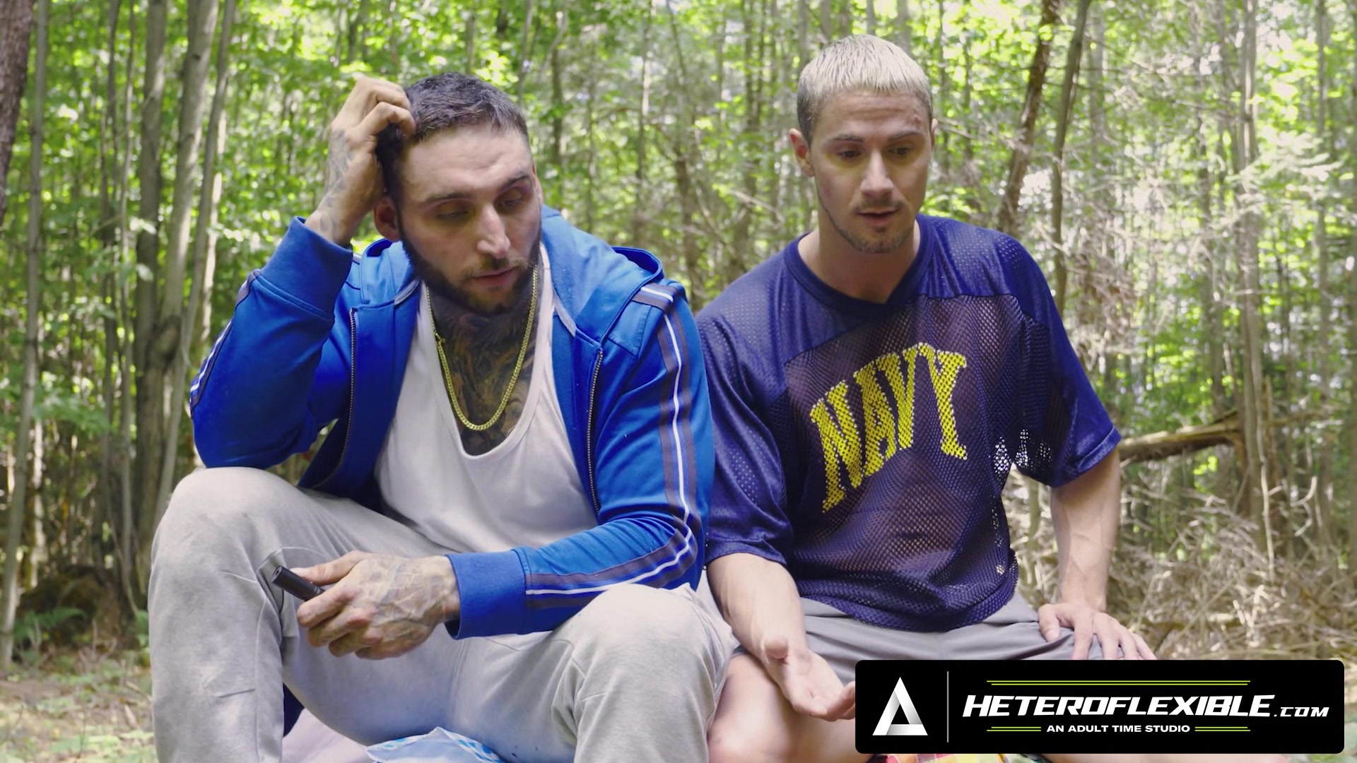 HETEROFLEXIBLE - Buds Skyy Knox & Tony D'Angelo Make Excuses To Jerk Off & Try Anal On Camping Trip