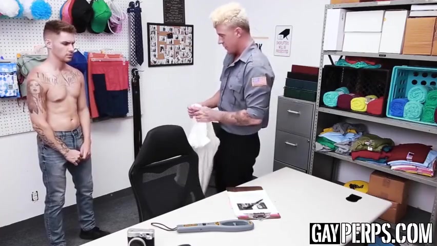 Cute twink caught stealing gets barebacked by police officer