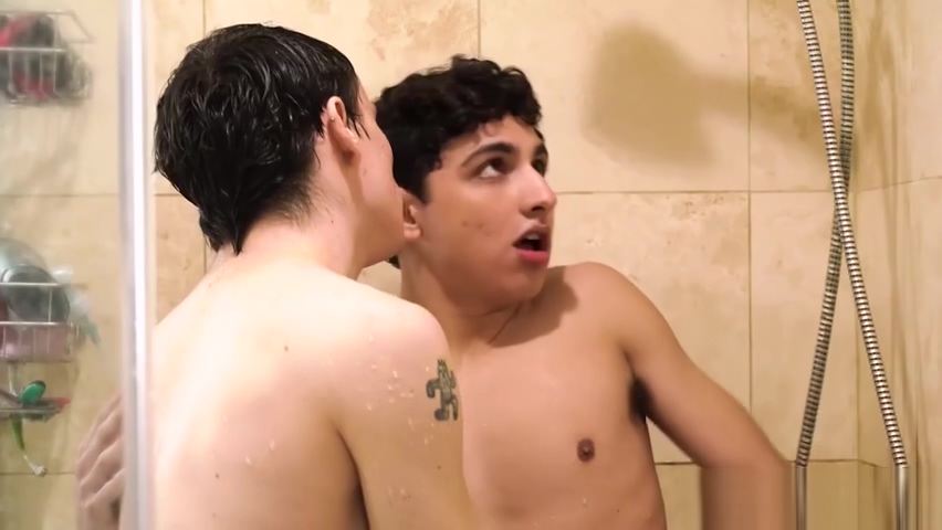 Gay stepbrother joins teen 18+ in the shower and fucks him