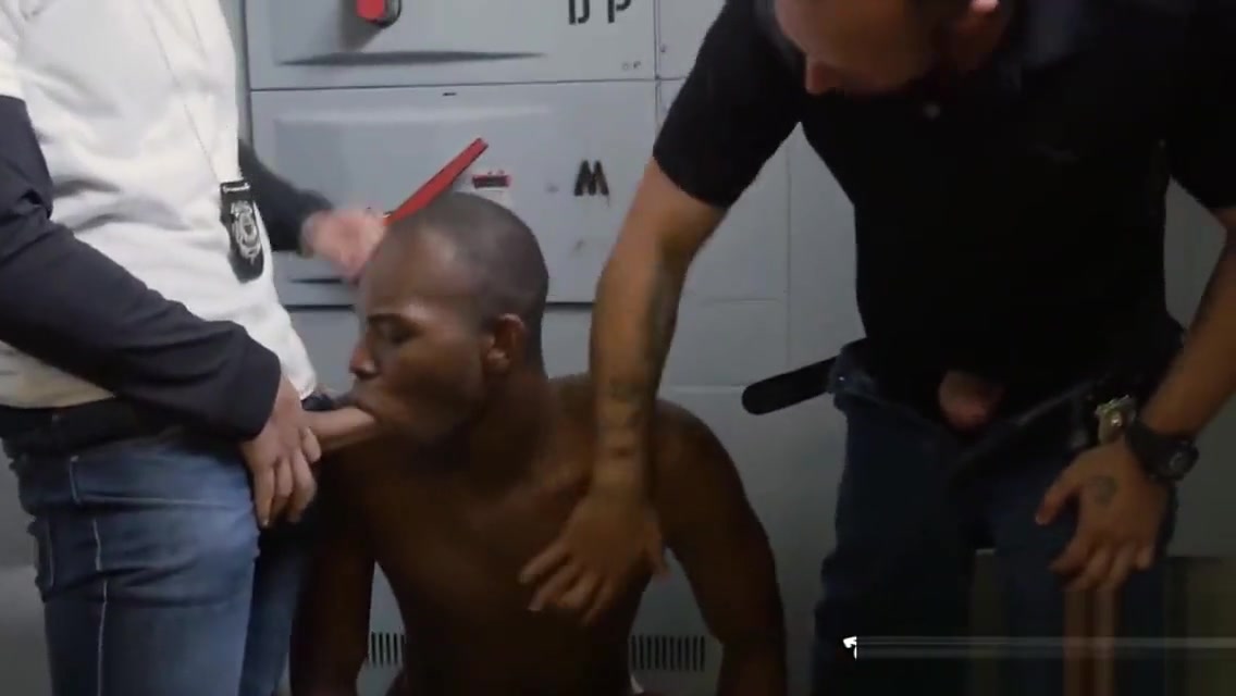 Black male suspect taken and fucked in office by policemen