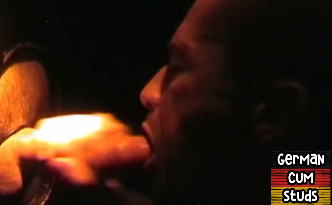 German gay sucks dick in gloryhole while jerking it