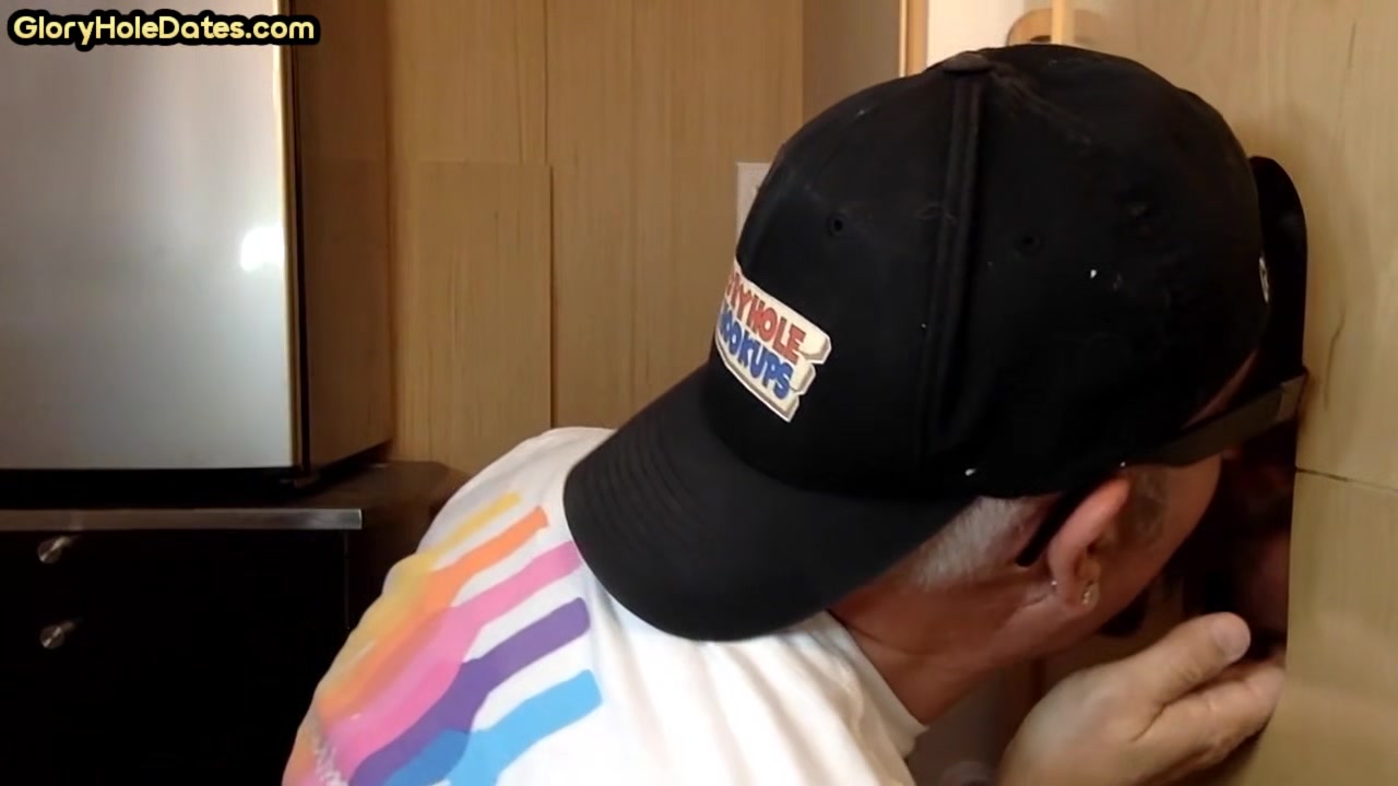 Gloryhole homemade DILF sucks and wanks BFs cock at home