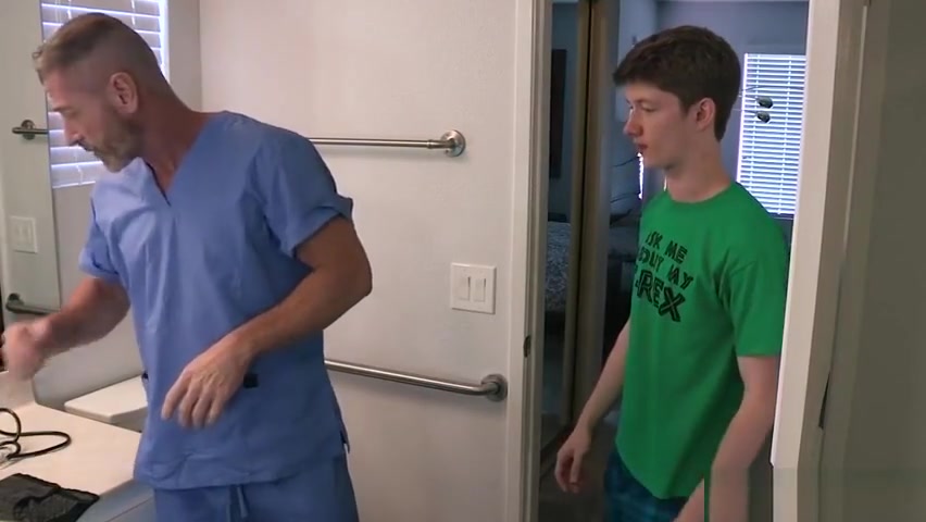 Cute teen 18+ stepson admires his handsome doctor stepdaddy