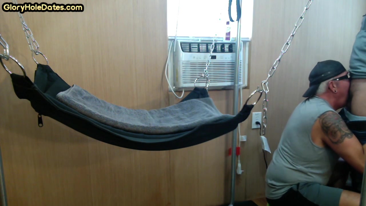 Mature gay amateur assfucked in sling after long BJ