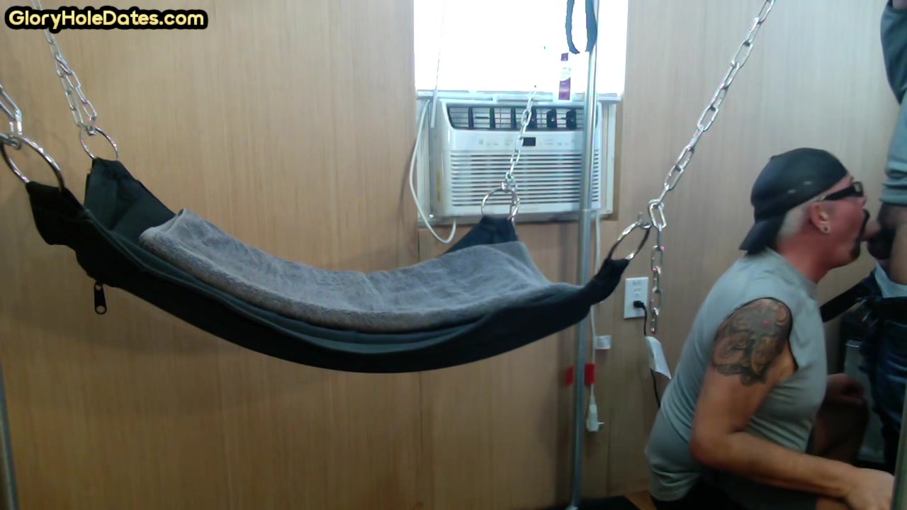 Mature gay amateur assfucked in sling after long BJ
