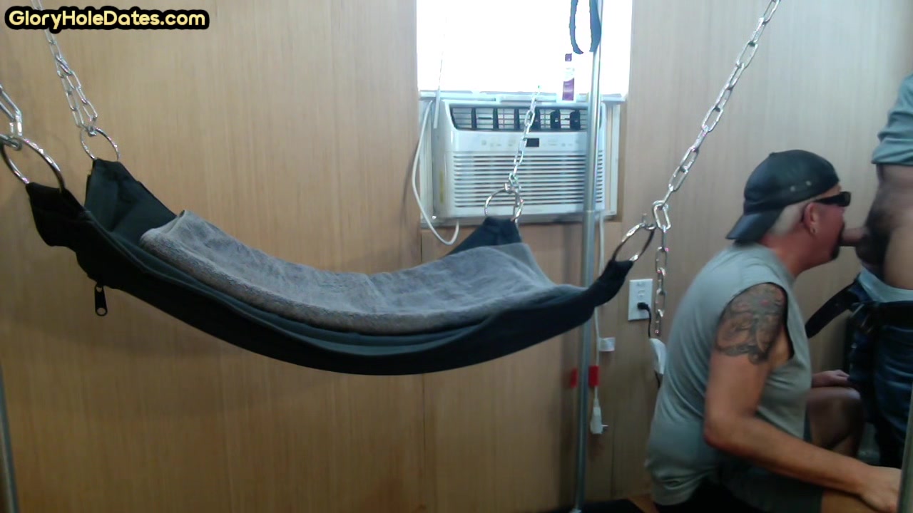 Mature gay amateur assfucked in sling after long BJ
