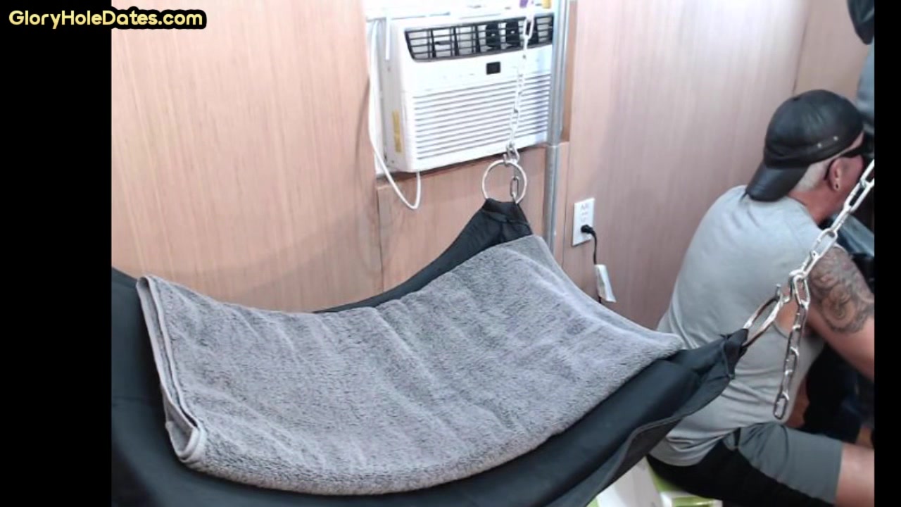 Mature gay amateur assfucked in sling after long BJ