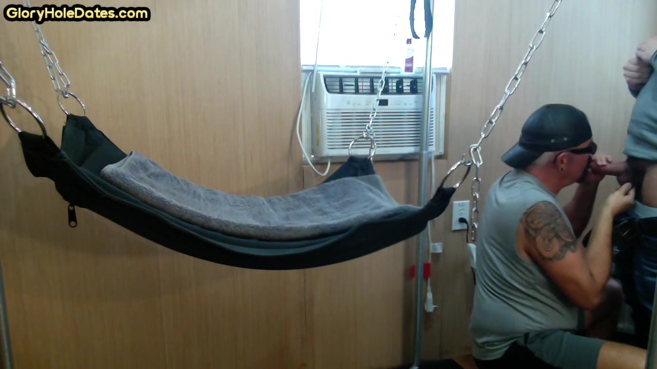Mature gay amateur assfucked in sling after long BJ