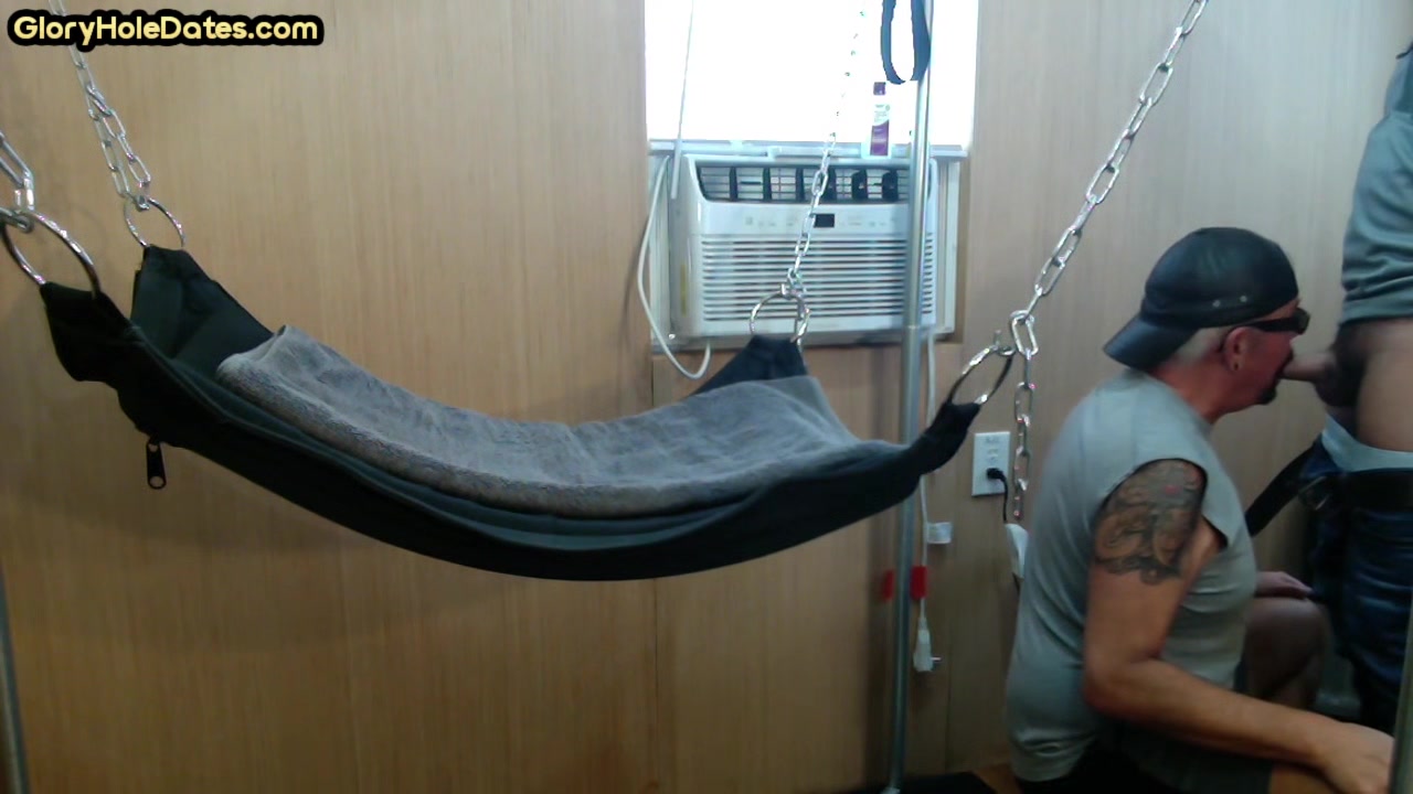 Mature gay amateur assfucked in sling after long BJ