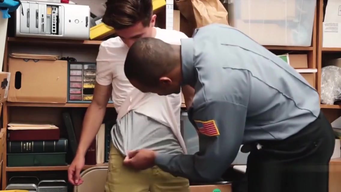 Young perpetrator bouncing on officers huge black cock