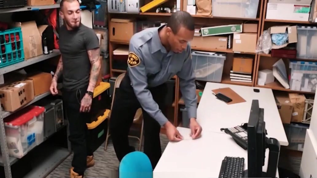 Straight Latino Guy With Tattoos Fucked By Black Gay Security Officer With Huge Dick