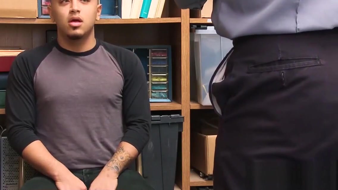 Bearded and hairy security officers fucks a young perp