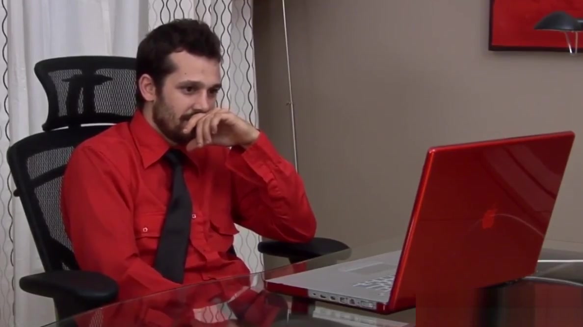Gay jock wanking himself off in the office