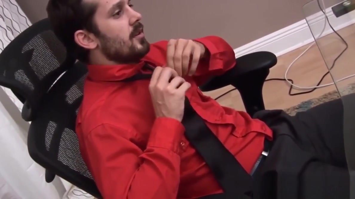 Gay jock wanking himself off in the office