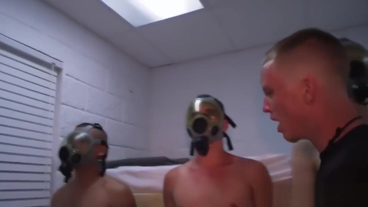 Hazed military bloke sucking cock