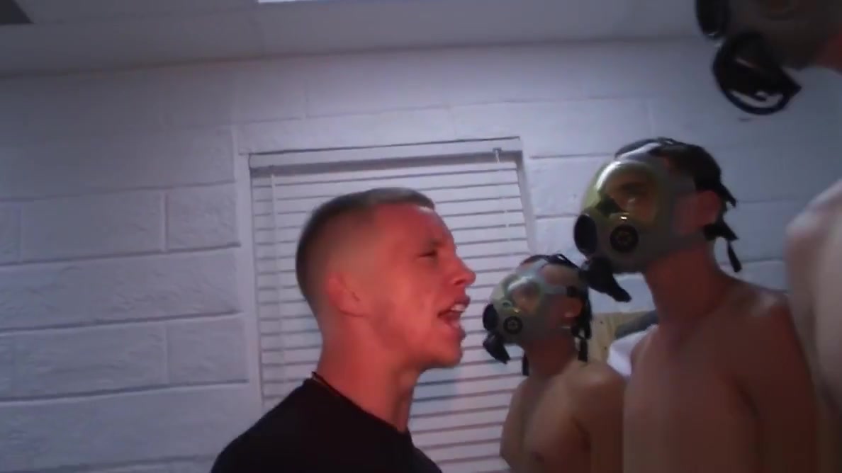 Hazed military bloke sucking cock