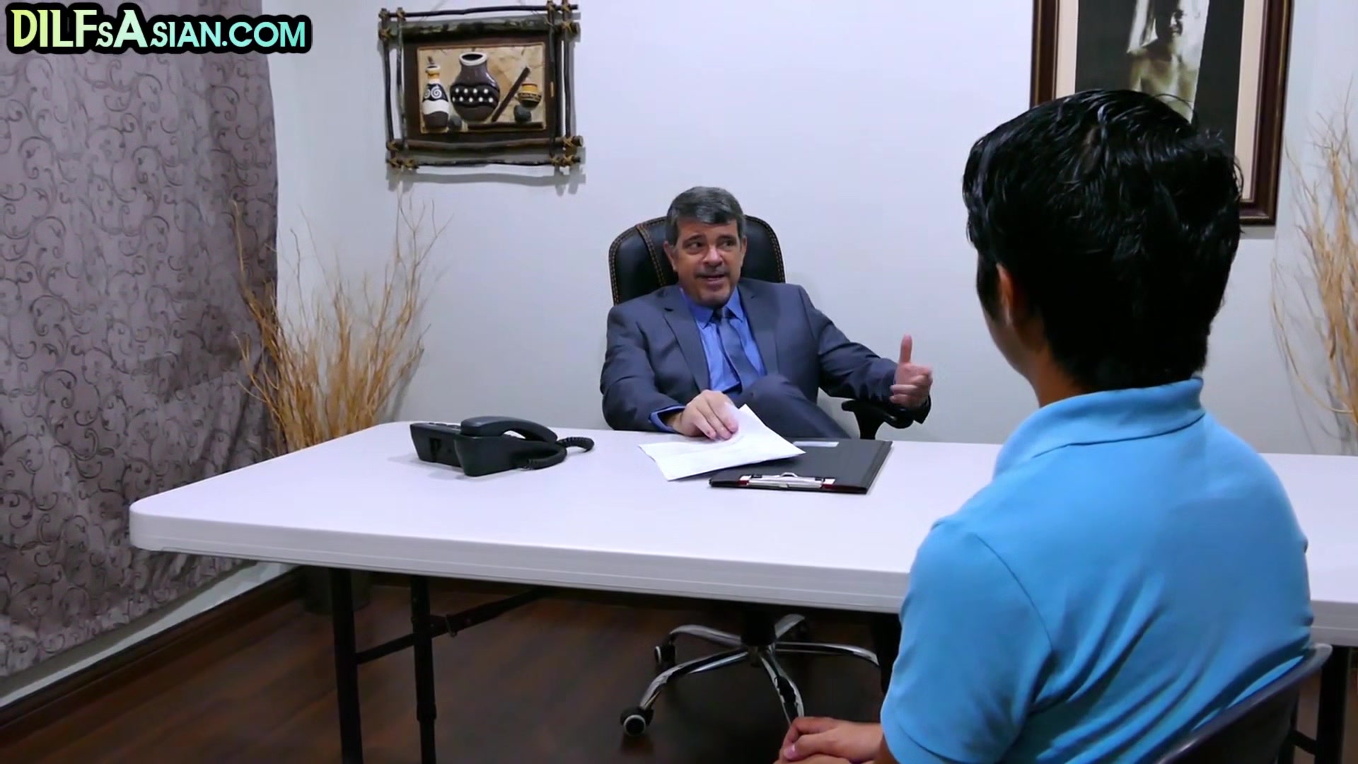 Nippon amateur twink barebacked by business DILF in office