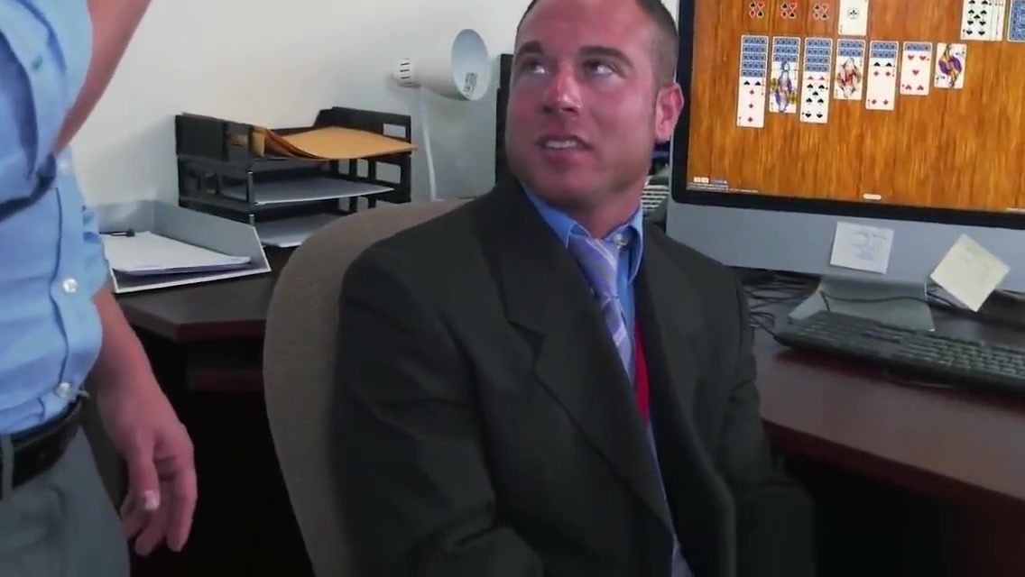 Hot office boss watches anal fucking