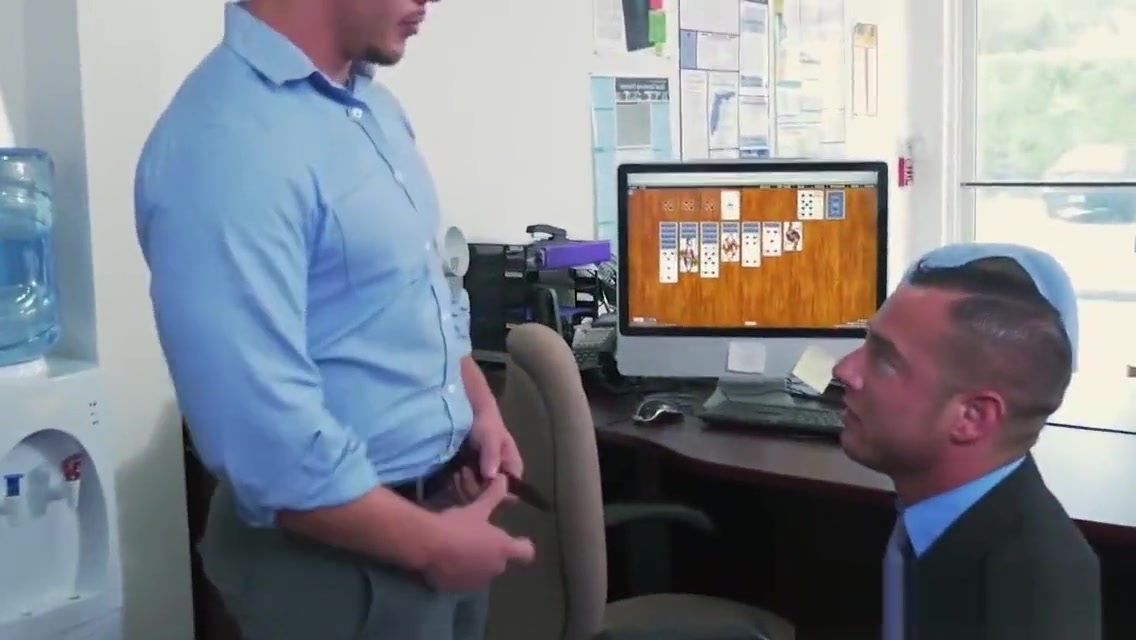 Hot office boss watches anal fucking