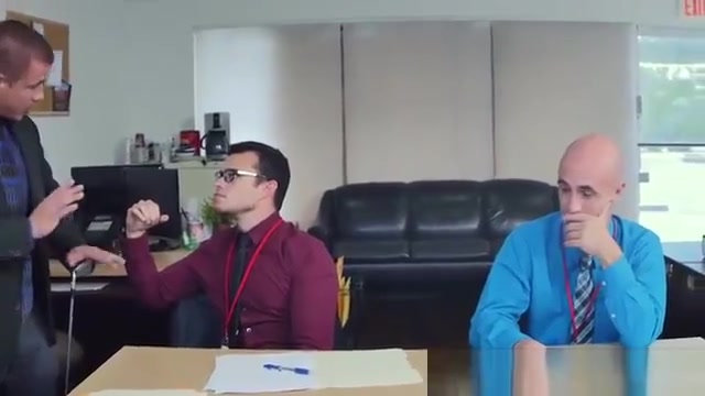 Hunk threesome sex at the office