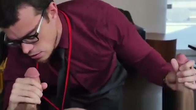 Hunk threesome sex at the office
