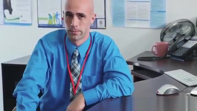 Hunk threesome sex at the office