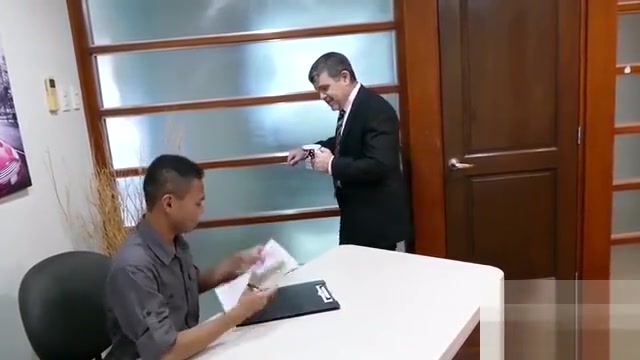 Step daddy arrives really horny at the office