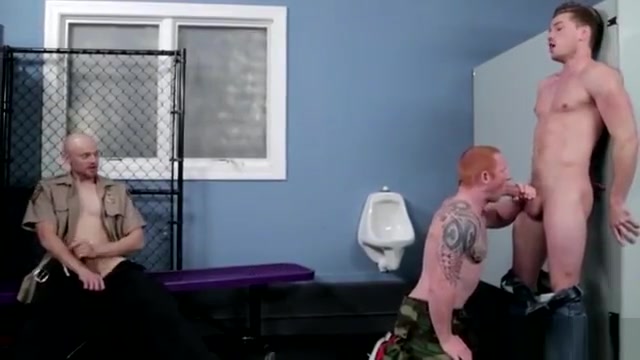 Threesome gay sex in the office