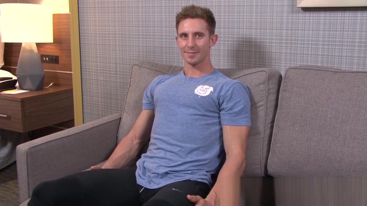 Handsome military homo strips nude and tugs on his huge cock