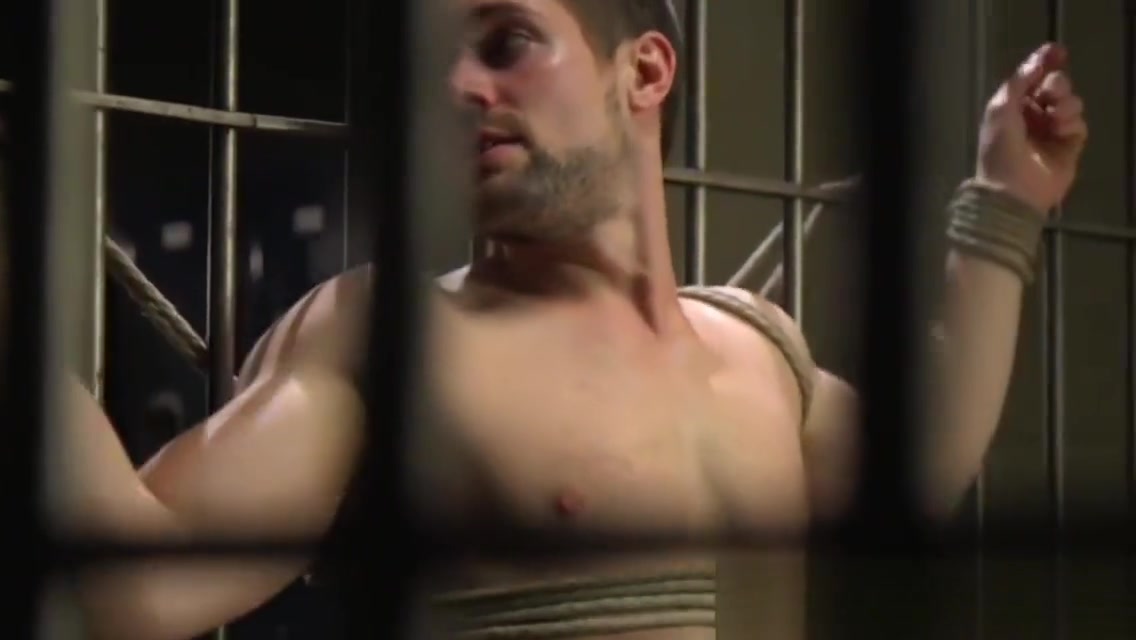 BDSM dominant officer edging prisoners cock