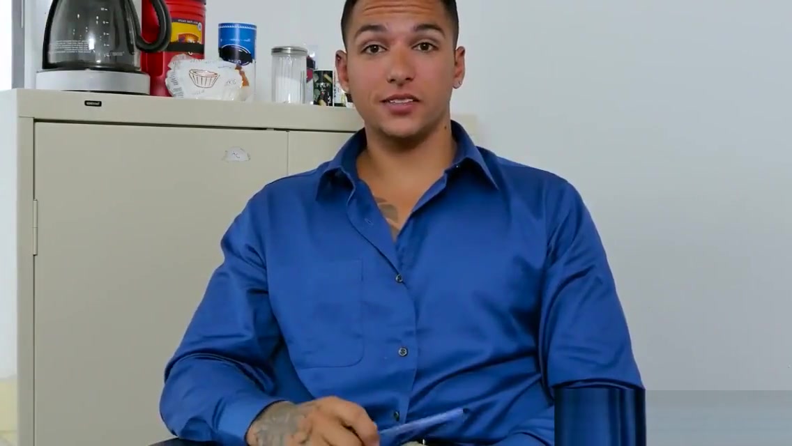 Black stud anally fucked in office threeway