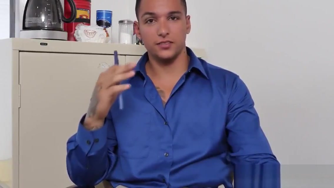 Black stud anally fucked in office threeway