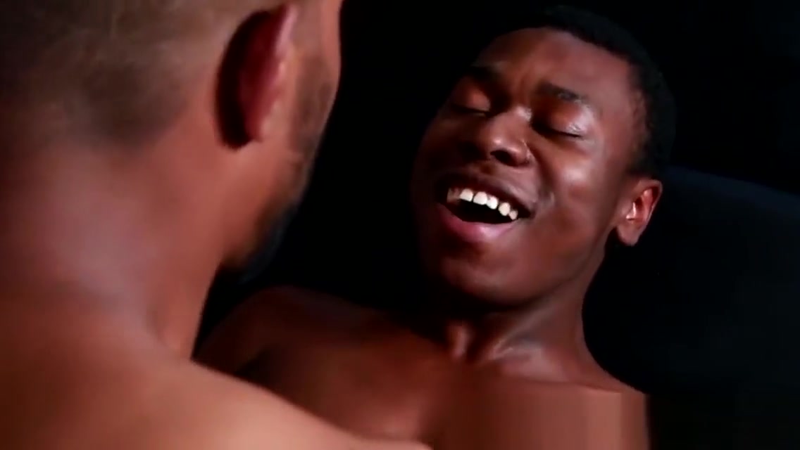 Massaged black stud assfucked and facialized