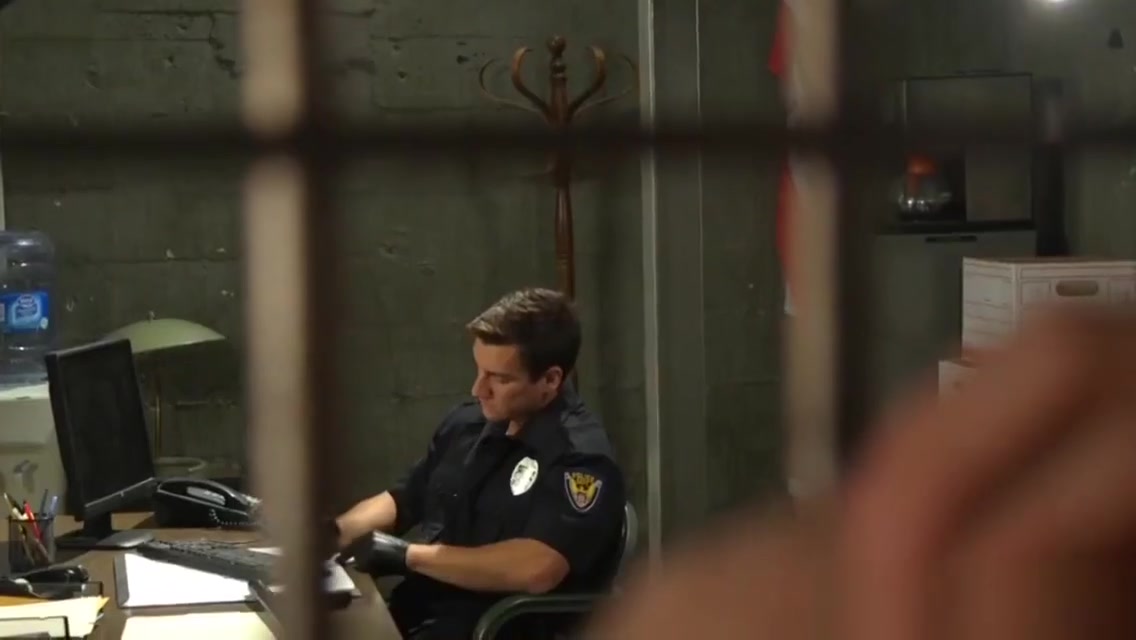 Submissive stud sucking officers dick