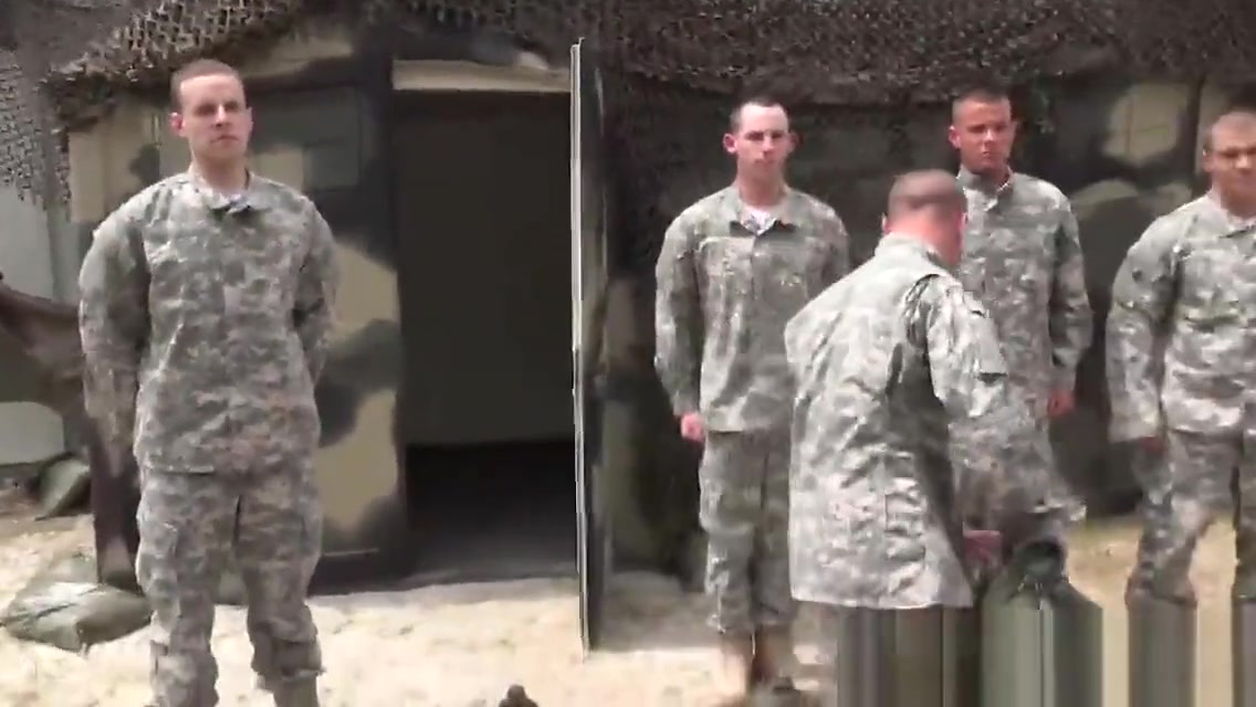 Good looking military guys went all pacifist firing loaded meatguns