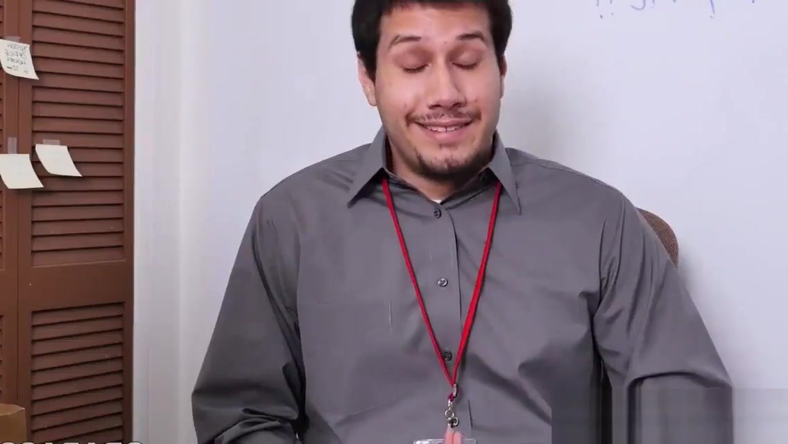 Threeway stripper jizzed by office jocks