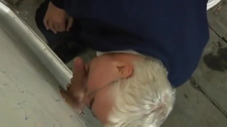 Sexy silver haired moustached Step dad sucks cum at the gloryhole